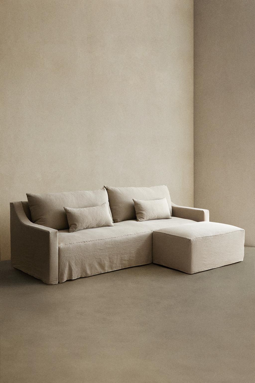 Диван с съемным чехлом из вымытого льна