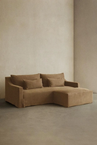 Диван с съемным чехлом из выстиранного льна