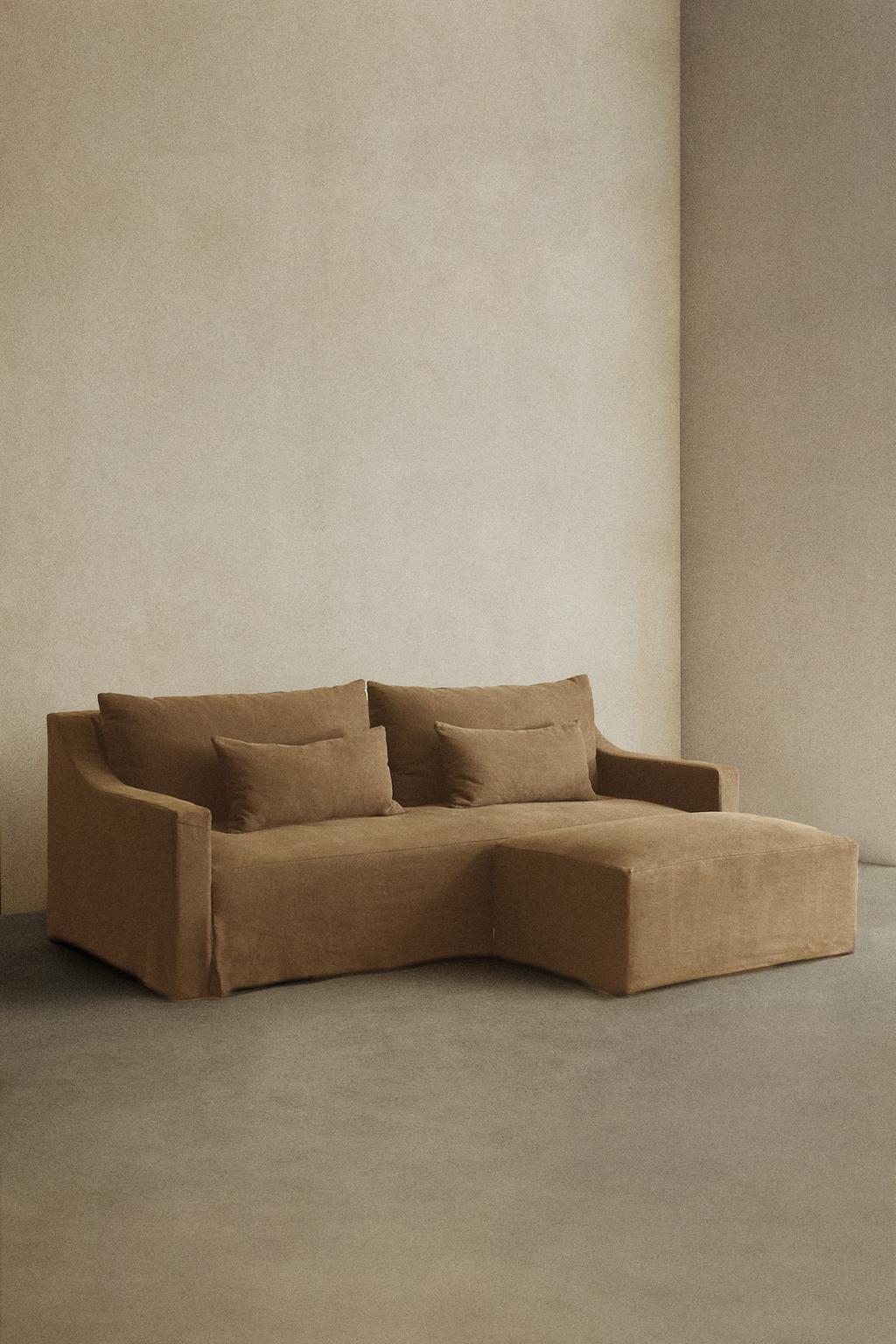 Диван с съемным чехлом из выстиранного льна