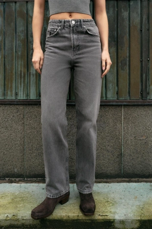 Anthracite grey | 0103/248/807 - Zara Джинсы TRF MOM FIT с высокой посадкой