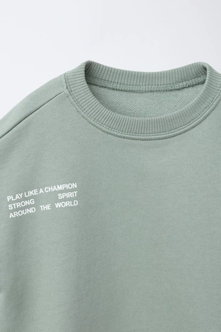 washed green | 1632/504/519 - Zara Комплект джоггинг: толстовка и брюки с надписью