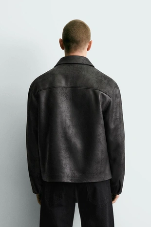 Куртка из искусственной кожи с эффектом потертости