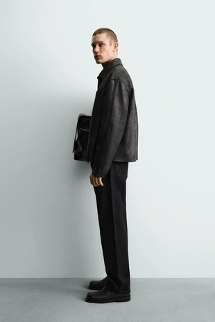 Куртка из искусственной кожи с эффектом потертости