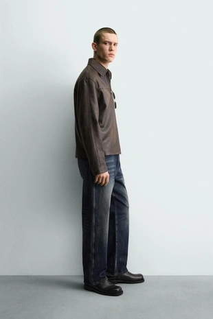 Куртка из искусственной кожи с эффектом потертости- Заказать в России