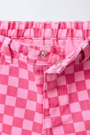 Брюки-кюлоты из твила в шахматную клетку- Заказать в России