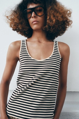 Топ в полоску без рукавов- Заказать в России
