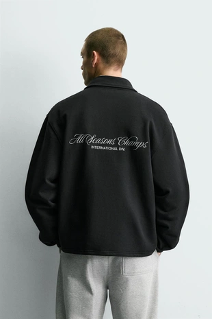 Black | 1165/400/800 - Zara Толстовка с застежкой-молнией и надписями