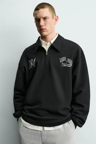 Толстовка с застежкой-молнией и надписями- Заказать в России