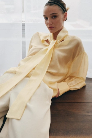 Атласная рубашка с завязками — ZW COLLECTION- Заказать в России