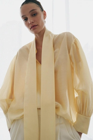 Атласная рубашка с завязками — ZW COLLECTION- Заказать в России