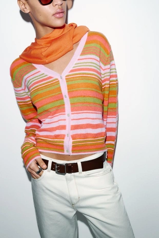 Кардиган в полоску- Заказать в России