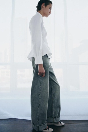 Рубашка из поплина с баской — ZW COLLECTION- Заказать в России