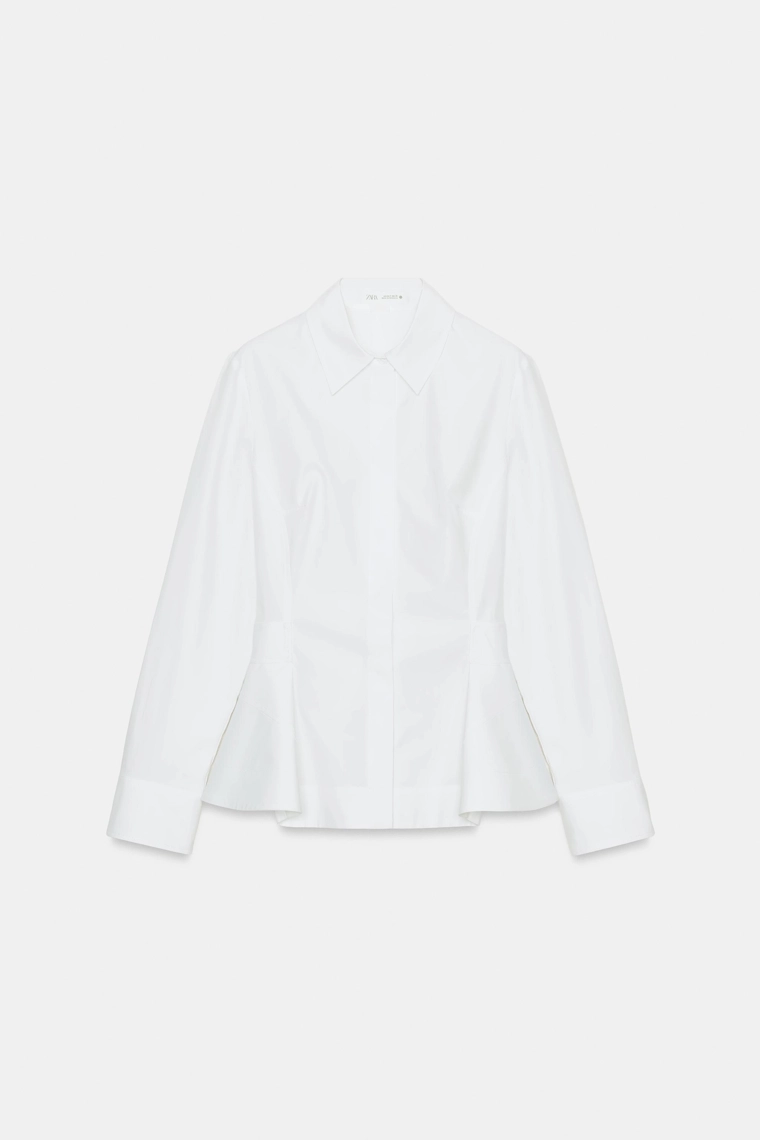 Рубашка с воланом из коллекции zw из хлопкового поплина