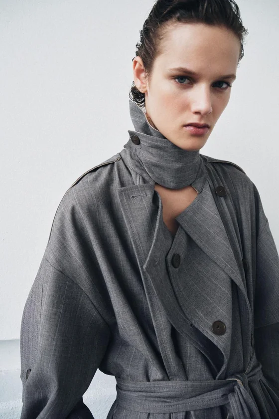 КОМБИНИРОВАННЫЙ ТРЕНЧ В КЛЕТКУ — коллекция Zara «ZW» 