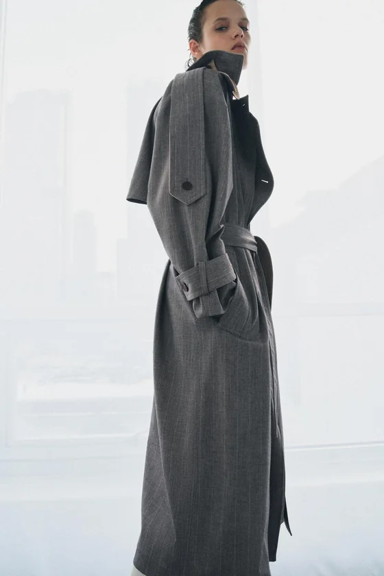 КОМБИНИРОВАННЫЙ ТРЕНЧ В КЛЕТКУ — коллекция Zara «ZW» 