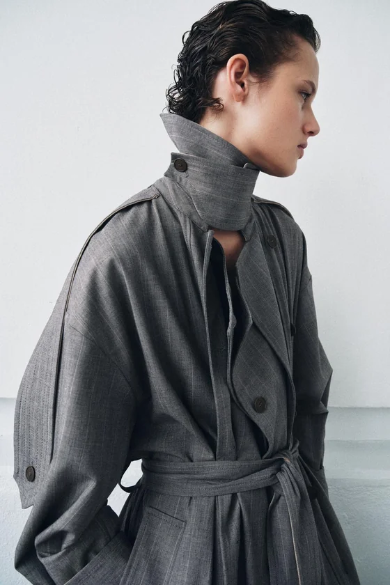 КОМБИНИРОВАННЫЙ ТРЕНЧ В КЛЕТКУ — коллекция Zara «ZW» 
