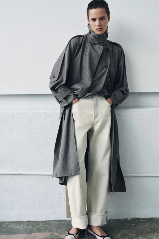 КОМБИНИРОВАННЫЙ ТРЕНЧ В КЛЕТКУ — коллекция Zara «ZW» 
