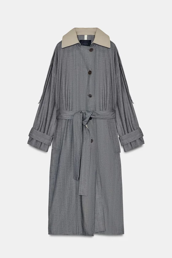КОМБИНИРОВАННЫЙ ТРЕНЧ В КЛЕТКУ — коллекция Zara «ZW» 