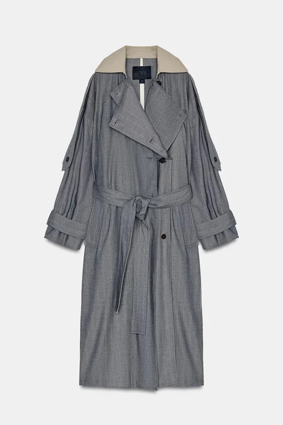 КОМБИНИРОВАННЫЙ ТРЕНЧ В КЛЕТКУ — коллекция Zara «ZW» 