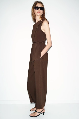 Брюки прямого кроя с высокой посадкой- Заказать в России