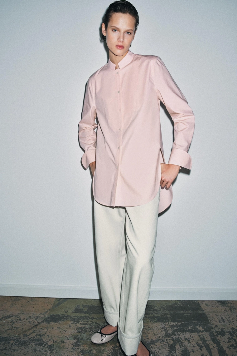 Асимметричная рубашка из поплина Zara «ZW»