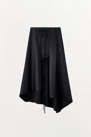 Юбка миди с эффектом жатки и кружевом- Заказать в России