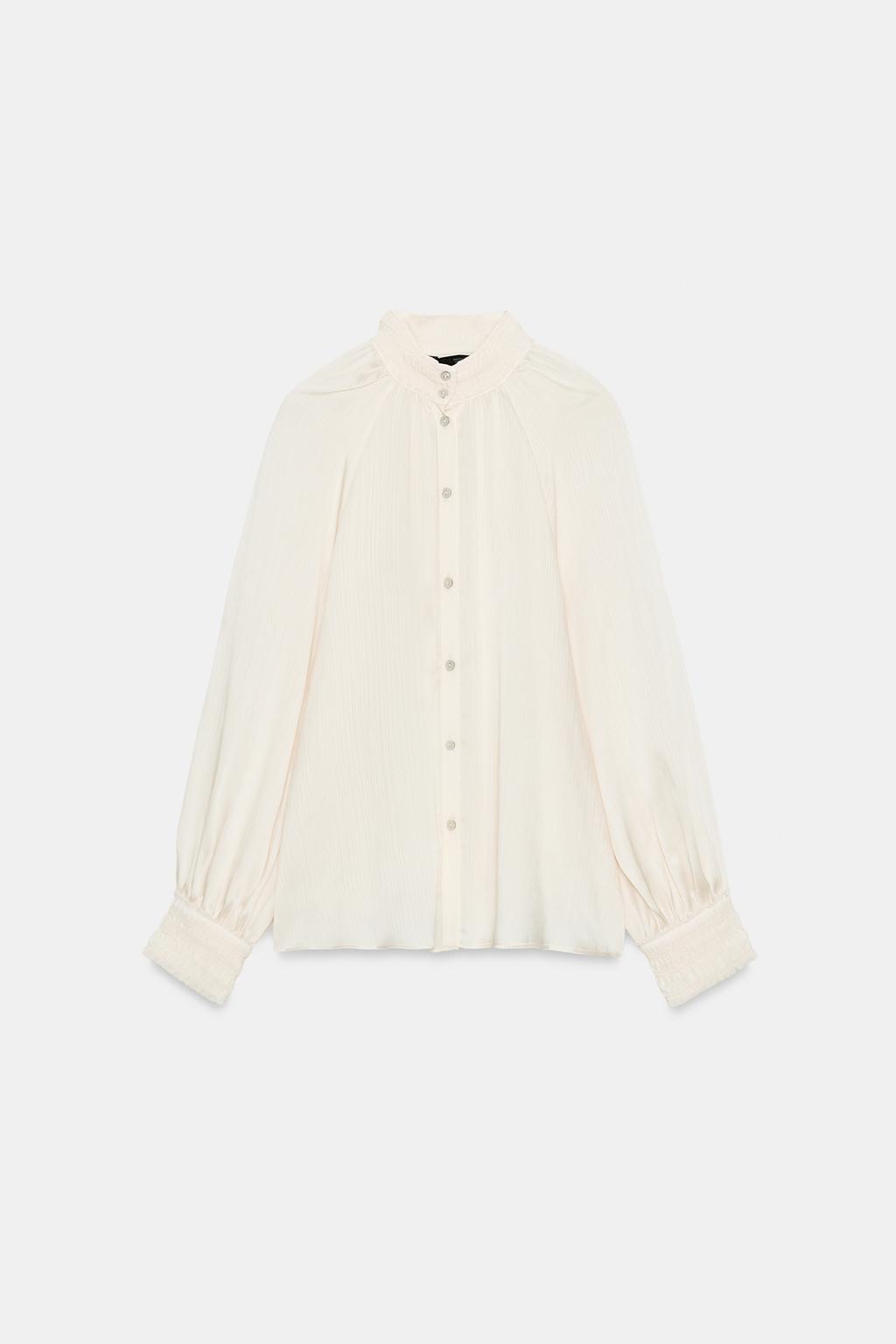 АТЛАСНАЯ БЛУЗА С ВОРОТНИКОМ СТОЙКОЙ