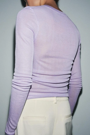 Полупрозрачный трикотажный топ- Заказать в России