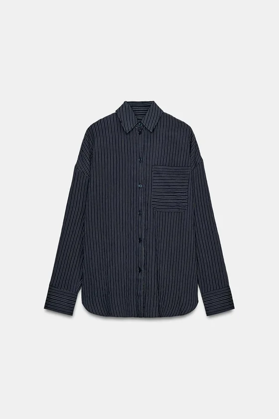 РУБАШКА ИЗ СТРУЯЩЕЙСЯ ТКАНИ В ПОЛОСКУ — коллекция Zara «ZW»