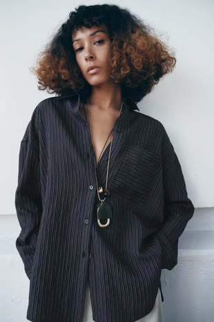 Рубашка из струящейся ткани в полоску — ZW COLLECTION- Заказать в России