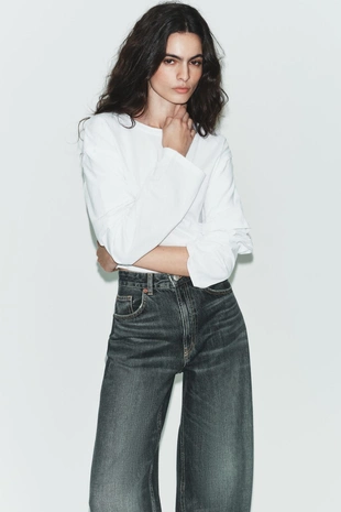 Джинсы TRF EXTRA WIDE-LEG с высокой посадкой- Заказать в России