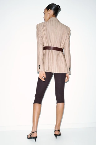 Блейзер в ёлочку с поясом- Заказать в России