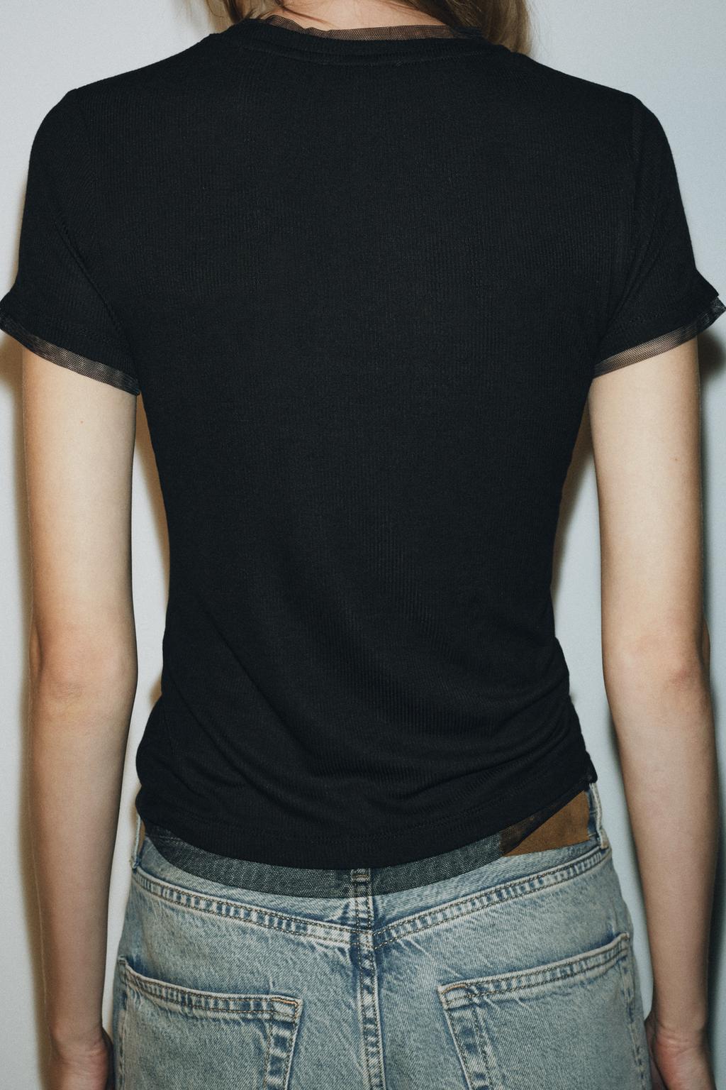 ФУТБОЛКА КОМБИНИРОВАННАЯ С ТЮЛЕМ