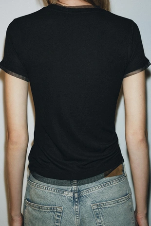 Футболка комбинированная с тюлем