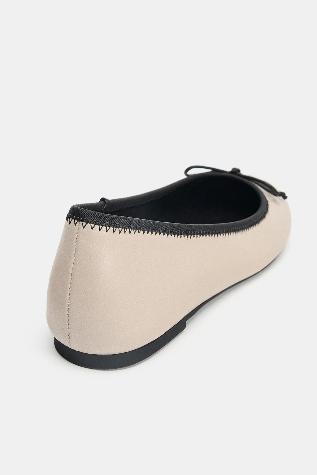 КОЖАНЫЕ БАЛЕТКИ С КОНТРАСТНЫМИ ЭЛЕМЕНТАМИ