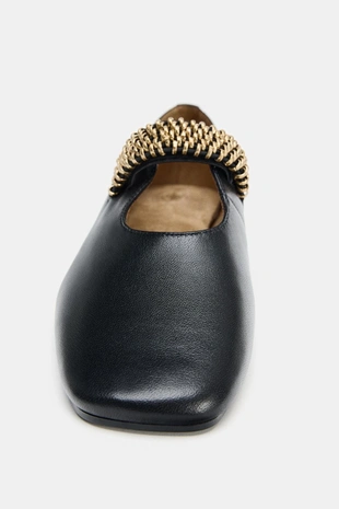 Балетки из кожи с металлической полоской- Заказать в России