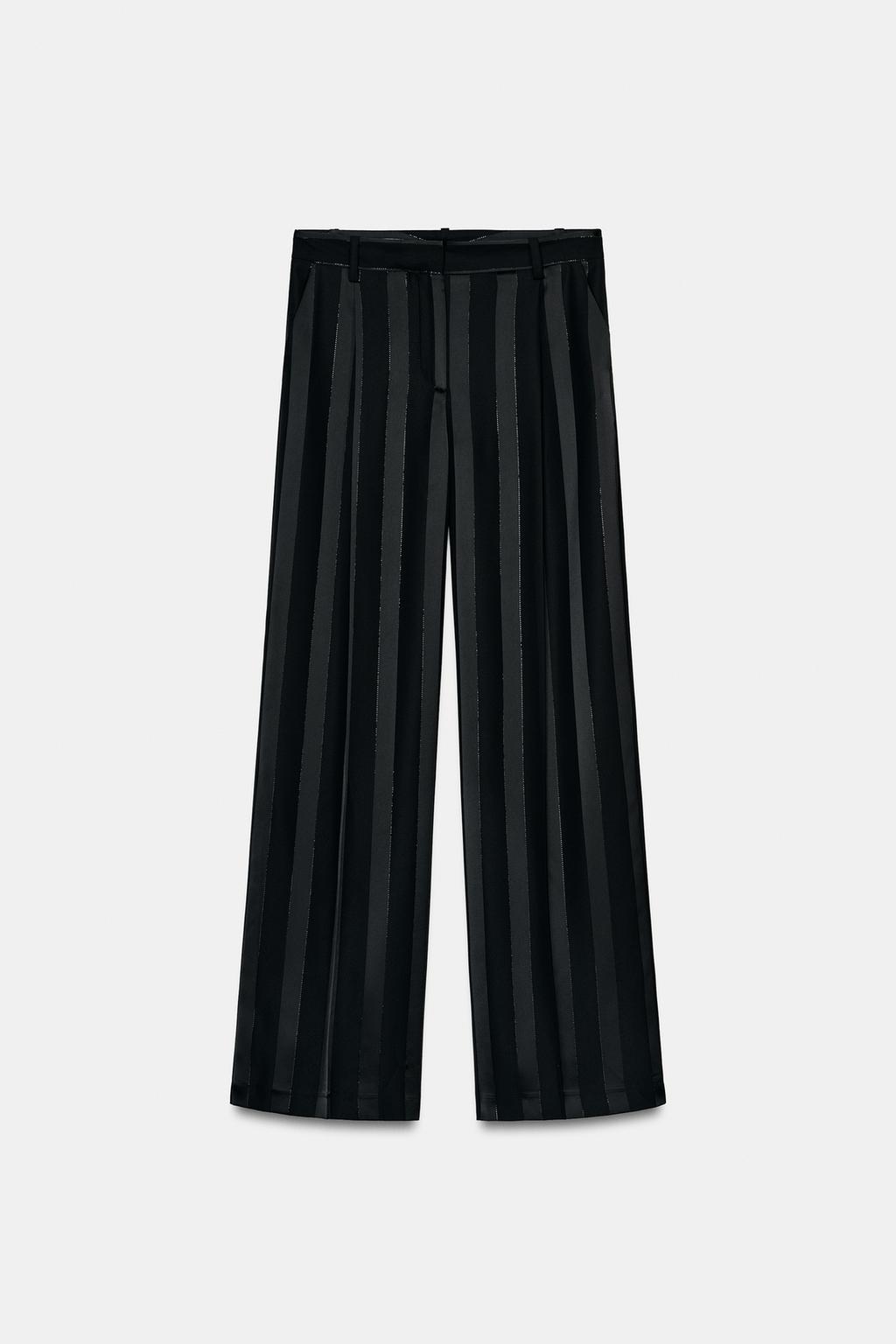 БРЮКИ JACQUARD В ПОЛОСКУ С МЕТАЛЛИЗИРОВАННОЙ НИТЬЮ