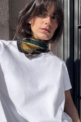 Olive green | 4758/021/515 - Zara Шарф из 100% вискозы в полоску