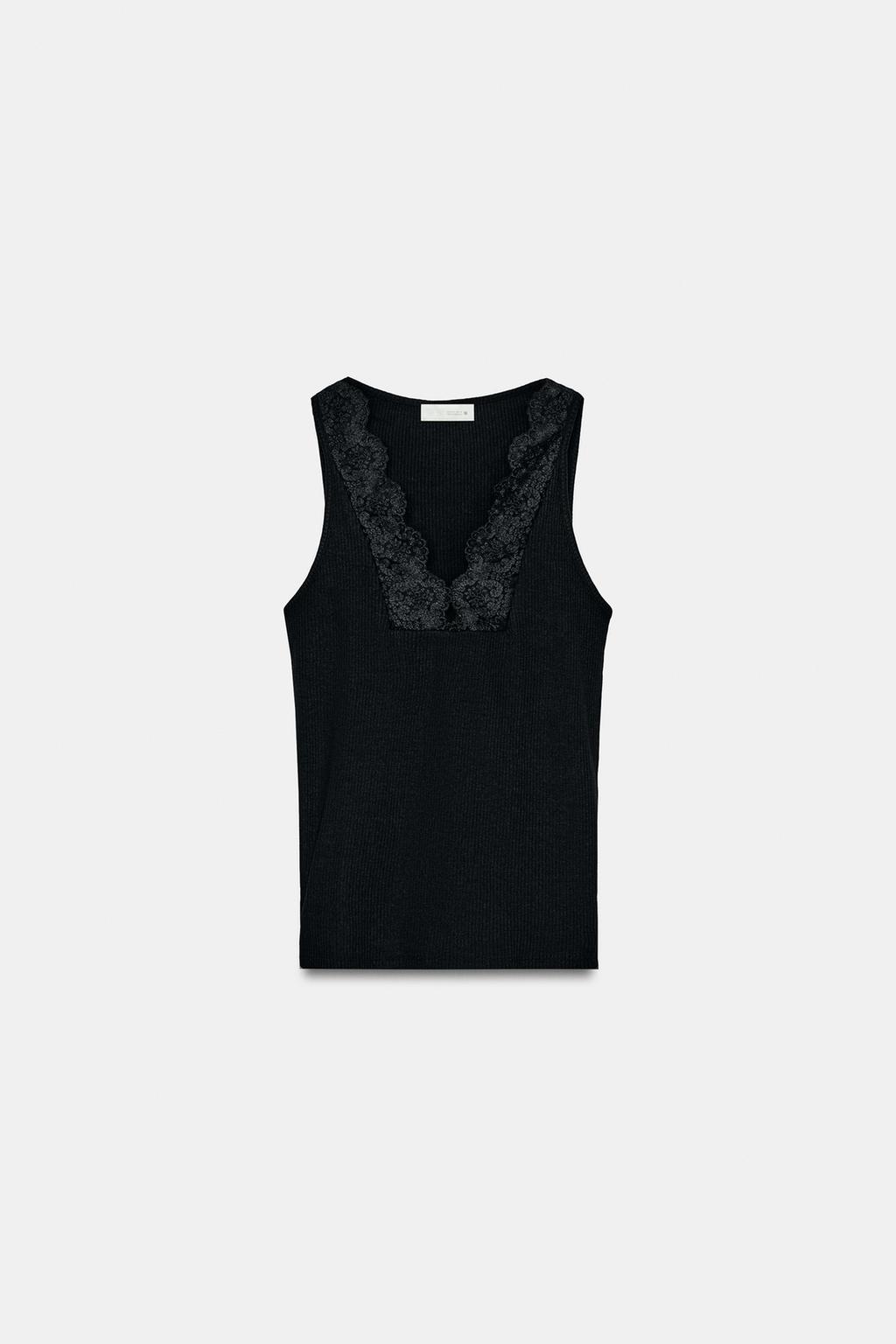 ФУТБОЛКА В РУБЧИК С КРУЖЕВОМ