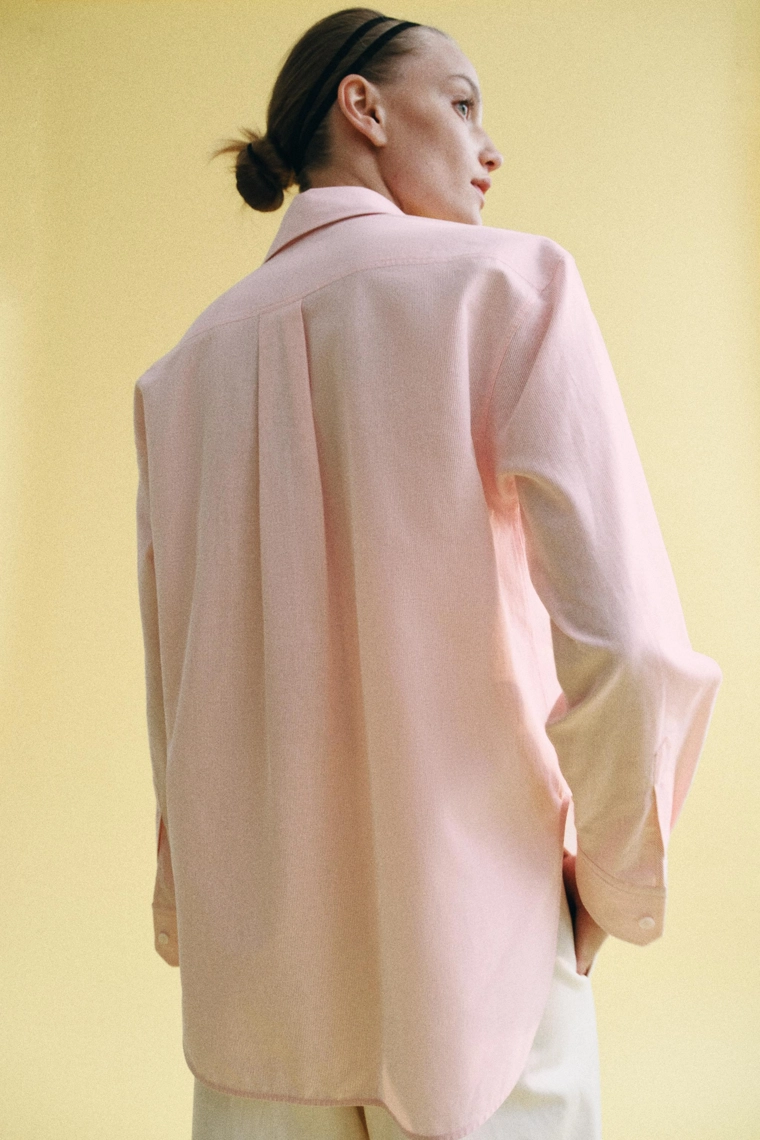 Рубашка в полоску с отстёгивающимся воротником zw collection