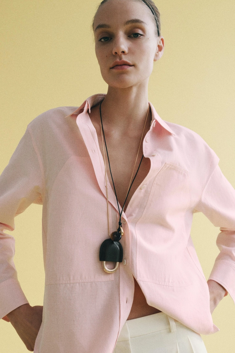 Рубашка в полоску с отстёгивающимся воротником zw collection