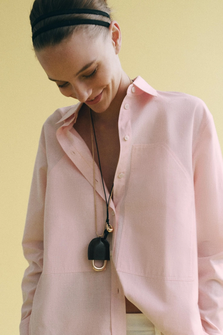 Рубашка в полоску с отстёгивающимся воротником zw collection