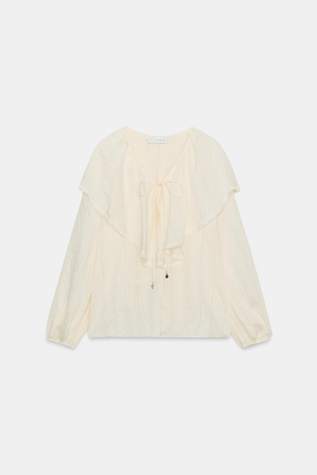 БЛУЗА С ВОЛАНАМИ И КРУЖЕВОМ