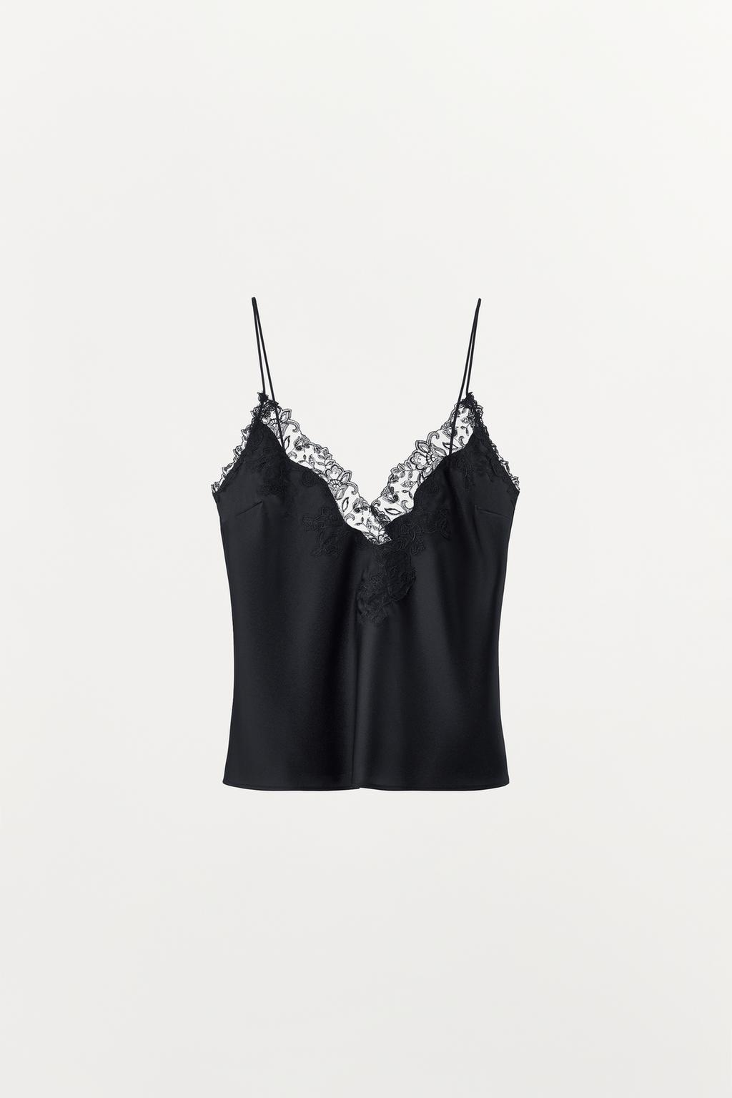 АТЛАСНЫЙ ТОП С КРУЖЕВОМ НА БРЕТЕЛЯХ