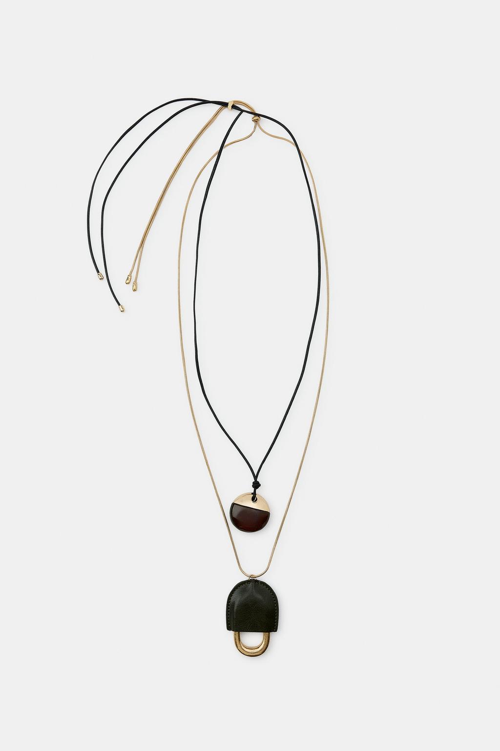 НАБОР ИЗ 2 ОЖЕРЕЛИЙ КОЖА И СМОЛА