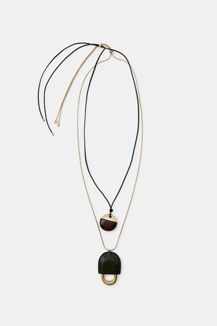 Купить Zara Набор из 2 ожерелий кожа и смола