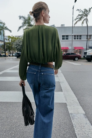 Атласная блуза объемного кроя- Заказать в России