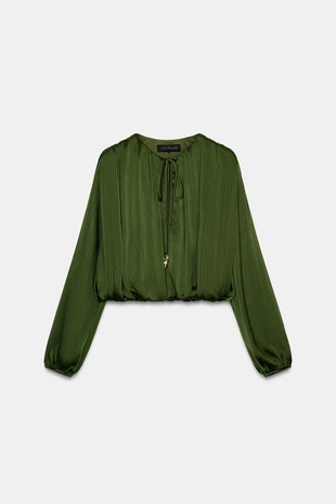 Атласная блуза объемного кроя- Заказать в России
