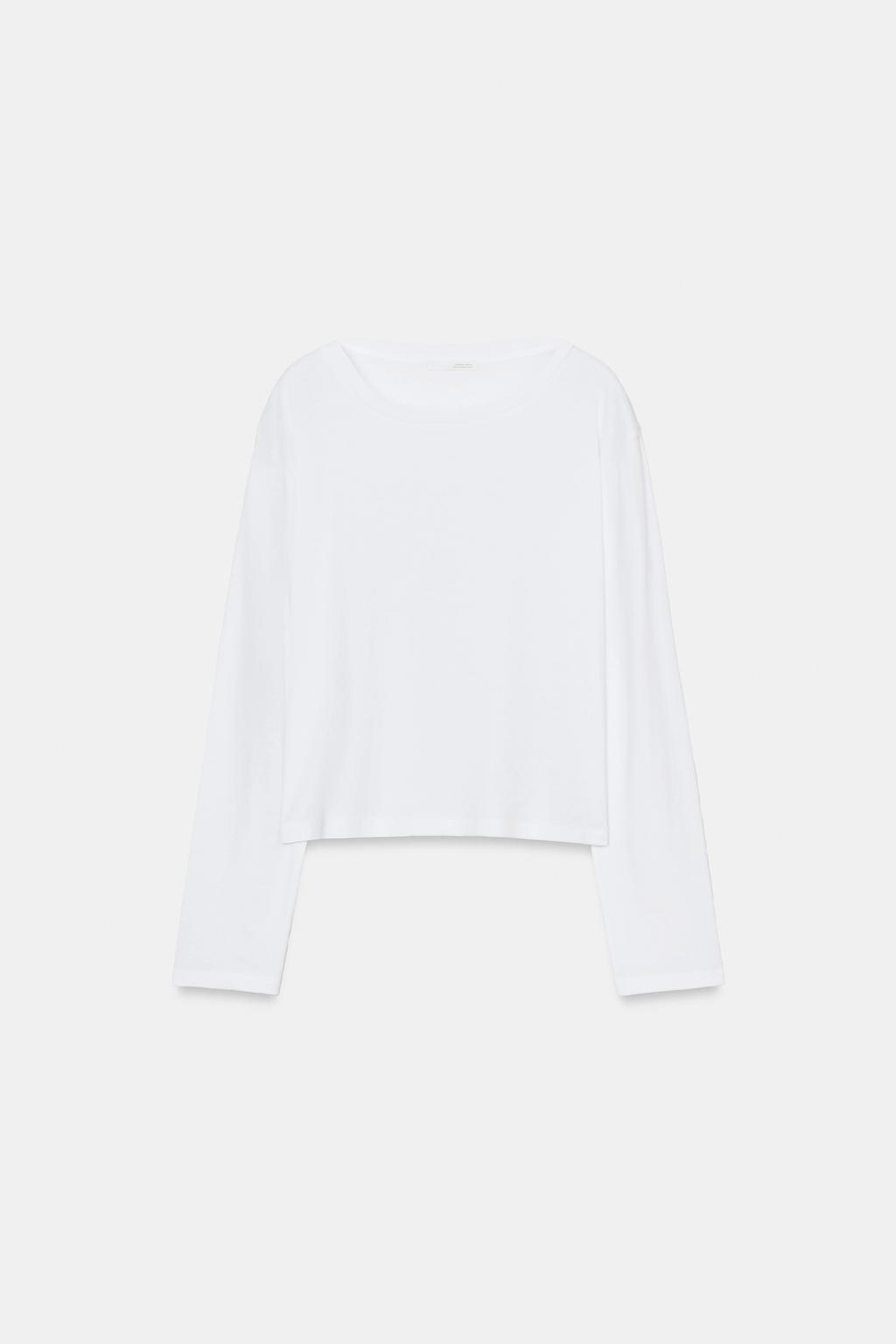 ФУТБОЛКА С ДЛИННЫМИ РУКАВАМИ И ВЫРЕЗОМ «ЛОДОЧКА»