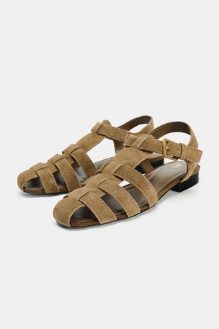 Сандалии из замши с ремешками- Заказать в России